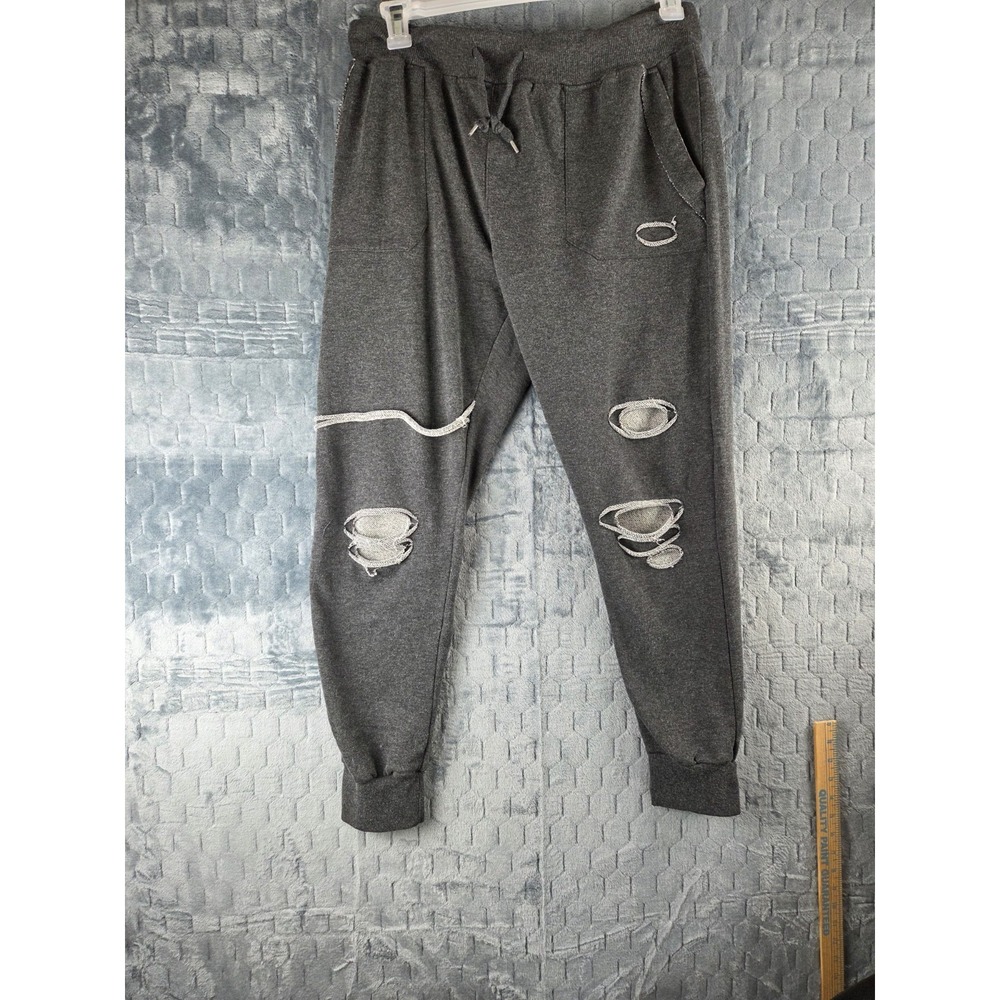 Distressed Broken Threads Grey XL Sweat Pants